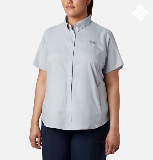 Women's Columbia PFG Tamiami II Short Sleeve Shirts Light Grey | Plus Size CA-G8413